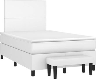 vidaXL Cama Box Spring Con Colch&oacute;n Cuero Sint&eacute;tico Blanco 120x190 Cm Vidaxl