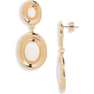 Nordstrom Oval Frame Shell Drop Earrings in White- Gold at Nordstrom