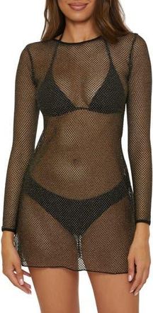 BECCA by Rebecca Virtue Cozumel Long Sleeve Mesh Cover-Up Tunic in Black at Nordstrom Rack, Size Medium