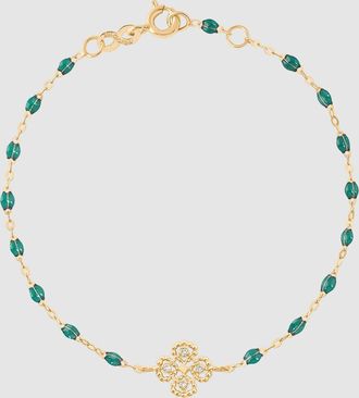 Gigi Clozeau Bracelet Lucky Tr&egrave;fle Diamants R&eacute;sine Or Jaune