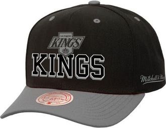 Mitchell & Ness Mens Mitchell & Ness Black/Silver Los Angeles Kings Backside Script Two-Tone Pro Crown Adjustable Hat at Nordstrom