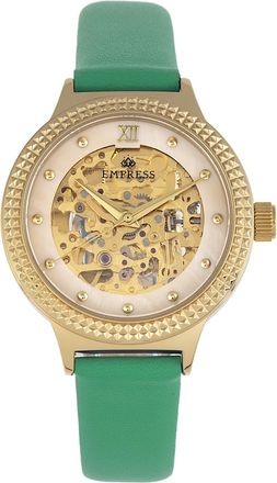 Empress Keizerin Alice Automatisch MOP-horloge met skelet wijzerplaat en lederen band