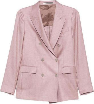 Tagliatore Double-Breasted Pink Wool Blazer