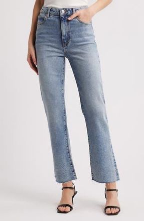 Frame Denim The Ruler Raw Hem High Waist Ankle Straight Leg Jeans in Indio Vintage Fray at Nordstrom Rack, Size 34