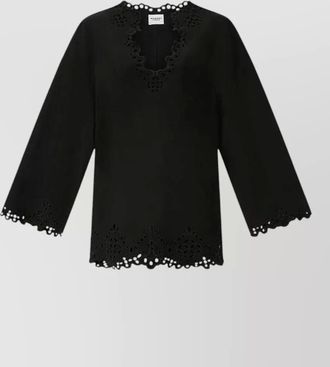 Isabel Marant belted v neck eyelet short dress