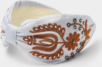 NamJosh Womens Ornamental flower light-blue headband