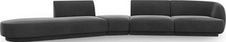 BLOOMINGLOFT 7-Sitzer Design Sofa Miley mit abgerundeter Form und Ottomane links - Samtbezug