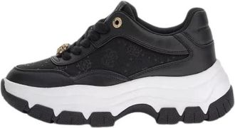 Guess Berrett Lace-Up Platform Sneakers - Dames - Sneakers - Zwart - 40 EU - Leer - Schoenen