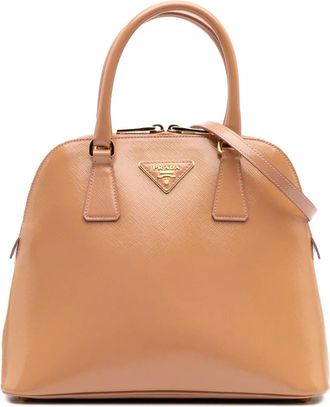 Prada Borsa a tracolla Vernice Promenade media in pelle Saffiano 2000-2024 - Marrone