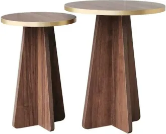 Dmora Tavolino da Salotto Leostris, Portariviste, Forma Rotonda, 40x40x50h cm Marrone Noce