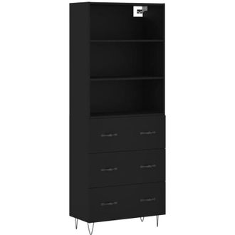 vidaXL Vidaxl - Aparador Alto Madera Contrachapada Negro 69,5x34x180 Cm