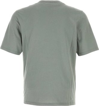Saint Laurent Mens Sage Green Cotton T-Shirt Grisvertblanchi Exterior