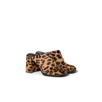 Miu Miu Printed Leather Mules, Woman, Honey, Size 37,5