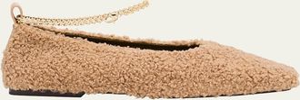 MARIA LUCA Augusta Teddy Chain Ankle-Strap Ballerina Flats