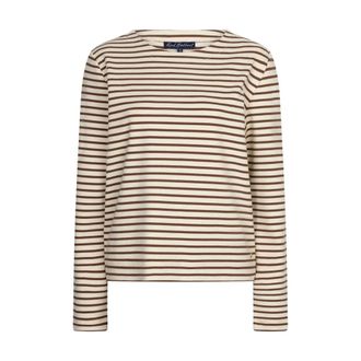 Red Button Terry Stripe Top - Dames - Tops - Veelkleurig - Maat: S Katoen