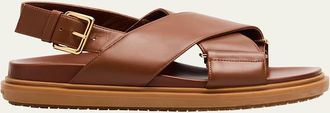 Marni Fussbet Leather Crisscross Sandals