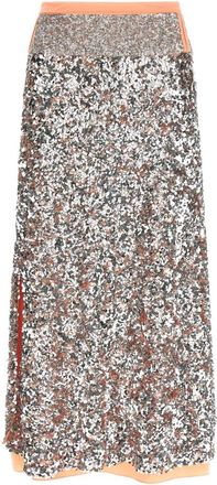 Paco Rabanne Double-Layer Sequin Midi Rok - Dames - Maxi Rokken - Grijs - XS - Pailletten - Rokken