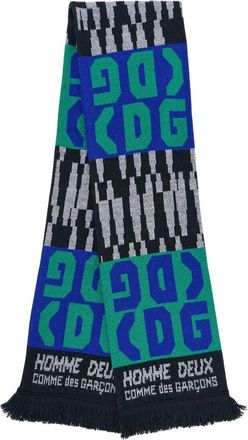 Comme Des Garçons Sciarpa con frange e logo CDG - Blu