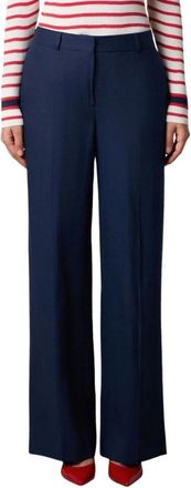 Brooks Brothers Wide Leg Tailored Linnen Broek - Dames - Wijde Broeken - Blauw - 3XS - Linnen - Broeken