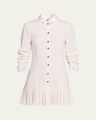 Cinq &agrave; Sept Luca Drapey Crepe Mini Shirtdress