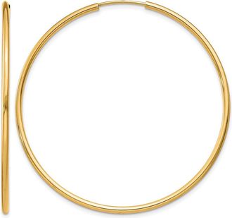Diamond2Deal 14k Yellow Gold 1.50mm Polished Round Hoop Earrings 45 mm