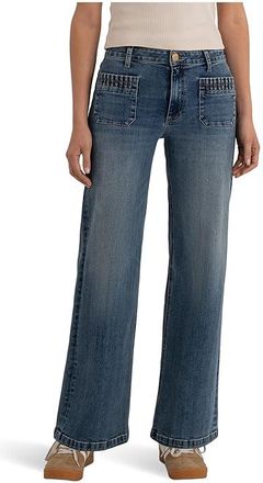 Kut from the Kloth Maya High-Rise Wide Leg Patch Pockets With Ruching in Affection Womens Jeans Affection : 00 31.5, Cotton/Denim/Polyester