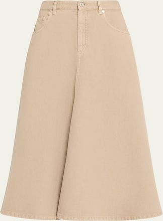 Brunello Cucinelli Denim Fit-&-Flare Midi Skirt
