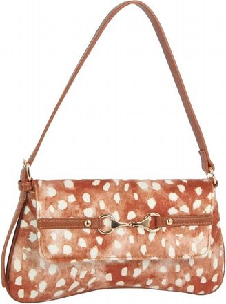 Fame Accessories Womens Fawn Spotted Horsebit Flap Shoulder Bag In Bambi