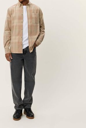 Les Deux Kash Check Corduroy Shirt In Beige