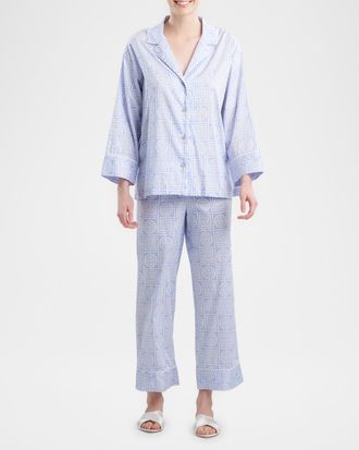 Natori Cropped Infinity-Print Cotton Pajama Set