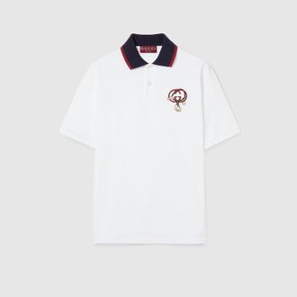 Gucci Cotton Piquet Polo Shirt With Embroidery, Size XXXL, White, Ready-to-wear