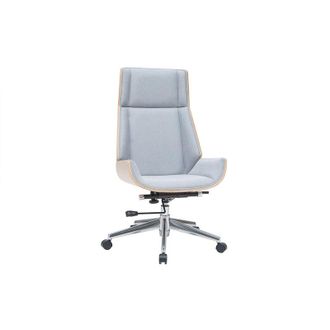 Miliboo Miliboo - Poltrona da ufficio design legno chiaro e grigio curved