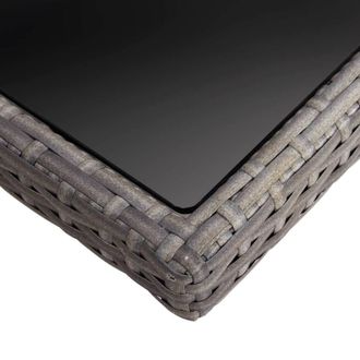 Berkfield Home Outdoor Dining Table Grey Poly Rattan & Glass