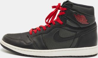 Air Jordan s Black/grey Leather And Satin Jordan 1 Retro High Og Sneakers