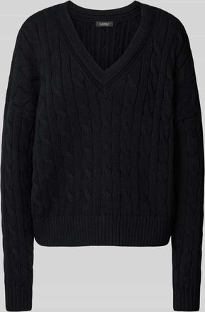 Lauren Ralph Lauren Strickpullover mit V-Ausschnitt Modell TEDURPH in Black, Größe XL
