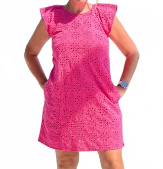 Hatley Kaia Mini Dress In Fandango Pink Eyelet