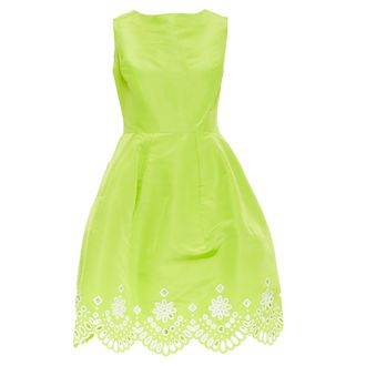 Oscar De La Renta S15 light green silk organza scalloped eyelet dress US6 M