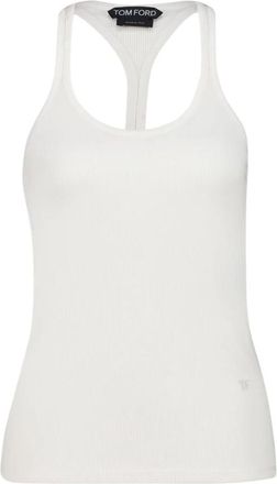 Tom Ford Ribbed Silk Tank Top - Dames - Tops zonder mouwen - Wit - 2XS - Tops