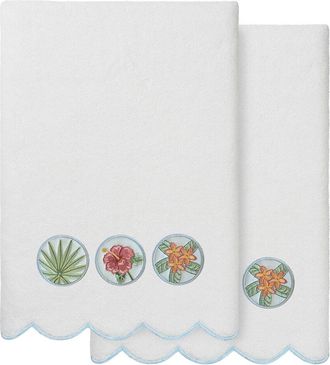 Linum Home Textiles 100% Turkish Cotton Maui Scallop 2Pc Embellished Bath Towel Set