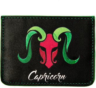 Emm Kuo Womens Horoscope Capricorn Cardholder In Black