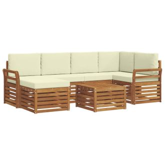 vidaXL Conjunto De Sof&aacute; Seccional Con Coj&iacute;n 7 Pcs Natural Y Crema Vidaxl