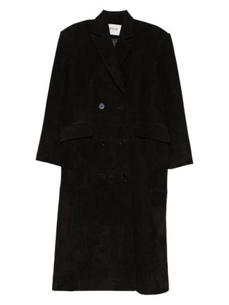 Ducie Aggie double-breasted leather coat - women - Calf Suede - M - Black