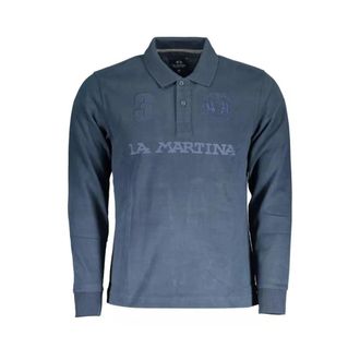 La Martina Polo Shirts, male, Blue, 2XL, Elegant Long-Sleeve Polo Shirt