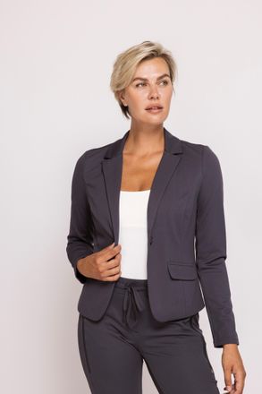 Zhrill Kurzblazer ZHRILL BETSY, Damen, Gr. XXL, blau, Web, Obermaterial: 46% Viskose, 45% Polyamid, 9% Elasthan, bedruckt, tailliert taillenlang, Rundhals, B
