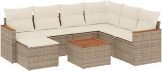 vidaXL Juego De Sof&aacute;s De Jard&iacute;n Con Cojines Beige 8 Pzas Rat&aacute;n Pe Vidaxl