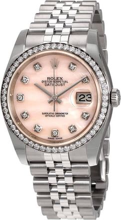 Rolex Datejust 36 Pink Mother Of Pearl Diamond Dial Automatic Ladies Jubilee Watch 116244PKMDJ