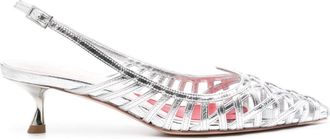 Roger Vivier Womens I Love Leather Slingback Pumps - Silver - Size EU 39