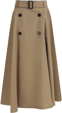 Burberry Brown Cotton Midi Womens Skirt