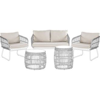 Beliani Set di copricuscini da esterno per sedile e schienale Beige Ravello
