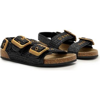 AllSaints Staffa Woven Slingback Sandal in Black/Black at Nordstrom, Size 10.5Us